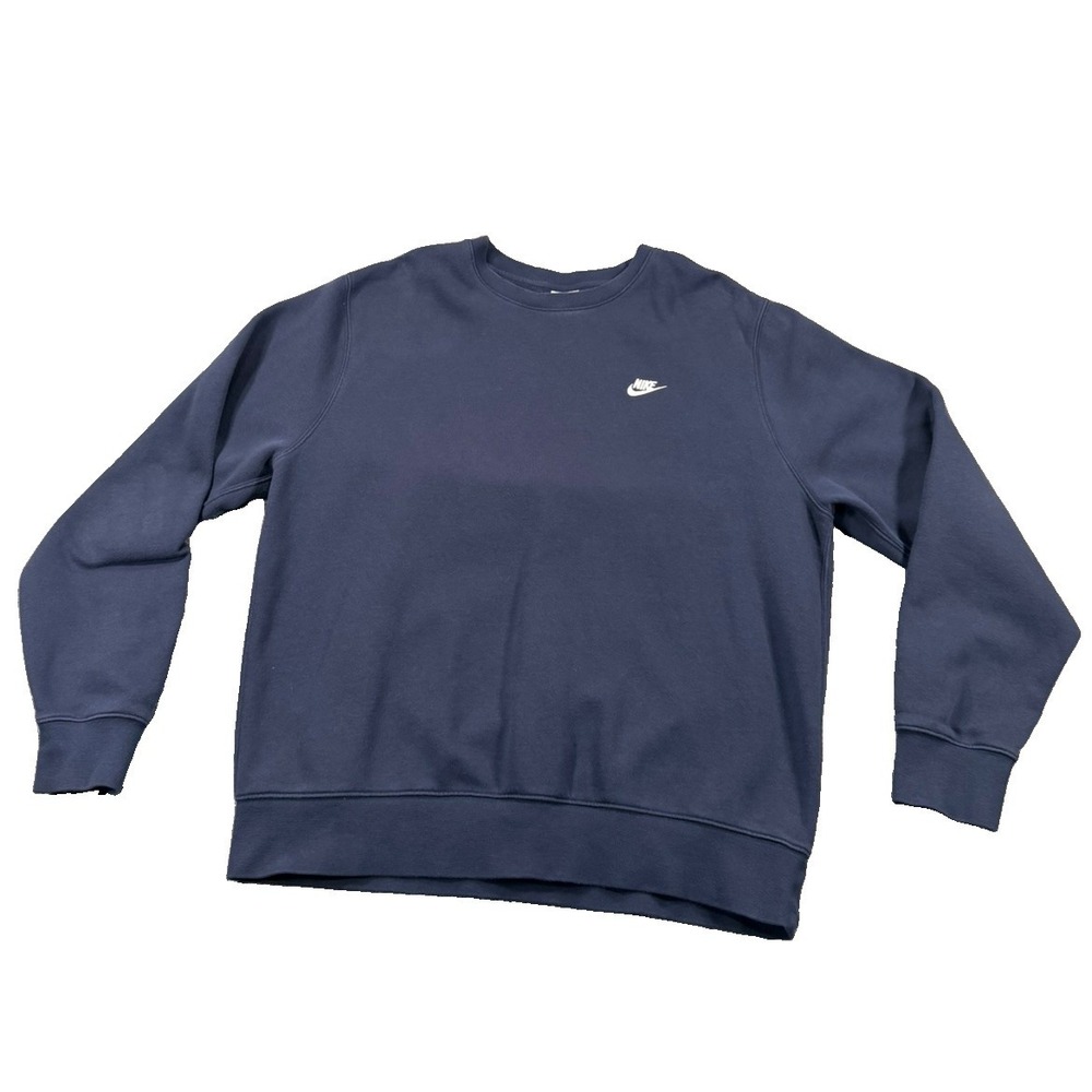 Nike Logo Crewneck Sweatshirt Mens L Blue Fleece Pullover FN3886-451